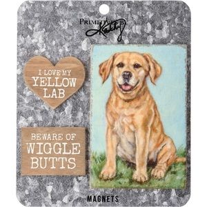 YELLOW LAB Memo Magnet Set LABRADOR Artwork Home Office Puppy Dog Lovers Gifts